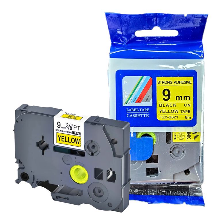 CINTA COMPATIBLE TZ2-S621 LETRA NEGRO SOBRE AMARILLO