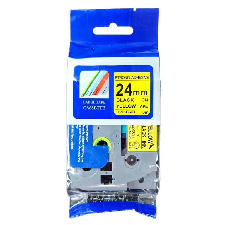 CINTA COMPATIBLE TZ2-S651 LETRA NEGRO SOBRE AMARILLO