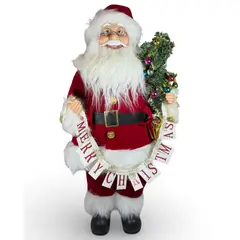 GENERICO - Papanoel Santa Decorativo Navideño con Árbol y Merry Christmas 45 cm