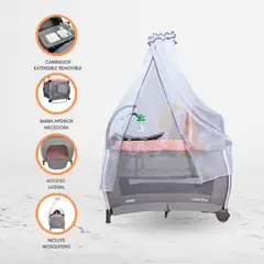 INFANTI - Cuna Corral Plegable para Bebé «LUNA PLUS» Pink