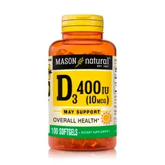 MASON NATURAL - Vitamina D3 - 400 IU - Salud Ósea y Muscular - 100 Cápsulas Blandas
