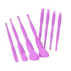 GENERICO - Juego de 8 Brochas rostro y ojos LILA