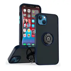 GENERICO - Funda para Motorola G31 Ahumado con Anillo Azul Antishock Resistente