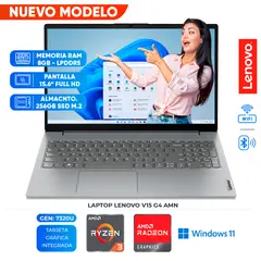 LENOVO - Laptop V15 G4 AMN, AMD Ryzen 3 7320U, 8GB LPDDR5, 256GB SSD, 15.6" FHD