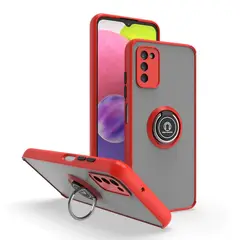 GENERICO - Funda para Samsung A73 5G Ahumado con Anillo Rojo Antishock Resistente