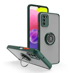 GENERICO - Funda para Samsung A52 4G Ahumado con Anillo Verde Antishock