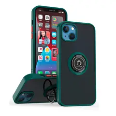 GENERICO - Funda para Motorola E22i Ahumado con Anillo Verde Antishock Resistente