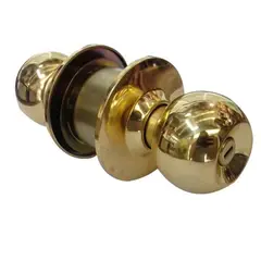 C&A - Cerradura T/Bola C/Botón Dorado p/Dormitorio C/Llave