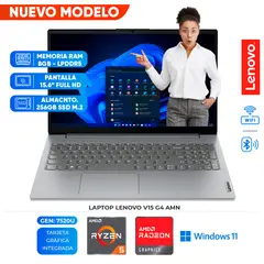 LENOVO - Laptop V15 G4 AMN, AMD Ryzen 5 7520U, 8GB LPDDR5, 256GB SSD, 15.6" FHD TN