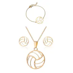 GENERICO - Set collar aretes y pulsera pelota Voley dorado