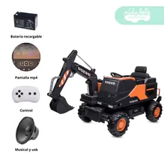 GENERICO - Carro a Batería escabadora modelo Volvo Naranja