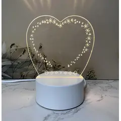 GENERICO - LAMPARA 3D TABLERO DE MENSAJES - CORAZÓN CON MARCO ESTRELLADO