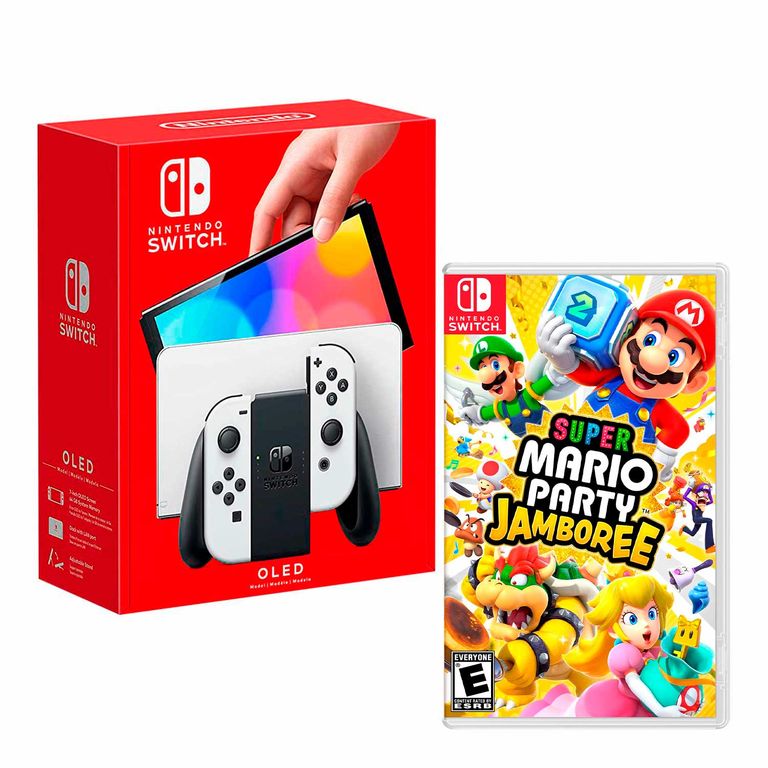 Consola Switch Modelo Oled Blanco + Mario Party Jamboree