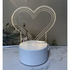 GENERICO - LAMPARA 3D TABLERO DE MENSAJES - PARA PILAS Y CABLE USB - CORAZON