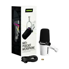 SHURE - Microfono para podcast Dinamico Blanco para Podcast MV7+