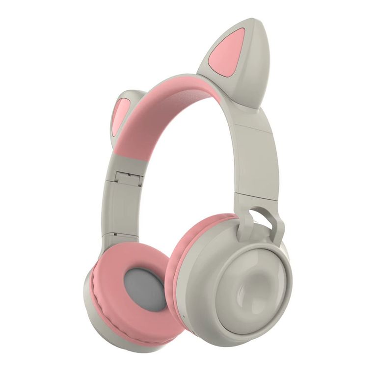 Auriculares Bluetooth y Aux 35mm Con Orejas de Gatito Rosado