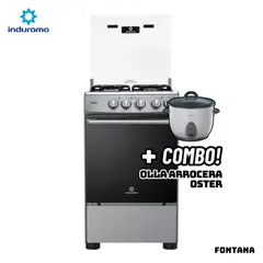 INDURAMA - COCINA DE PIE A GAS 4 HORNILLAS - FONTANA + ARROCERA OSTER BLANCA