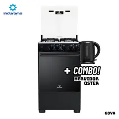 INDURAMA - COCINA DE PIE A GAS 4 HORNILLAS - GOYA + HERVIDOR OSTER NEGRO