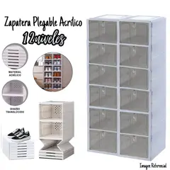 GENERICO - Organizador Acrílico Plegable de Zapatos - 12 Cajones