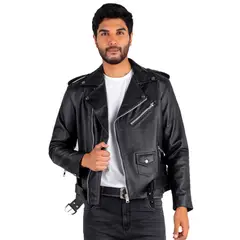 CUEROS MEJIA - CASACA DE CUERO MOD BIKER METALERA