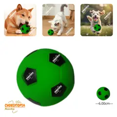 GENERICO - PELOTA DE GOMA MASCOTA - PERRO Y GATO VERDE-FUTBOL