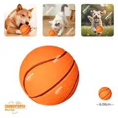GENERICO - PELOTA DE GOMA MASCOTA - PERRO Y GATO NARANJA-BASQUET