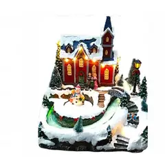 GENERICO - Villa Navideña MUSICAL Y CON CONECTOR USB Y PILAS