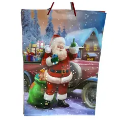 GENERICO - Bolsa De Regalo Navidad Papanoel Auto Regalos 44x32cm 1u