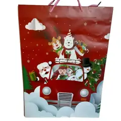 GENERICO - Bolsa De Regalo Navidad Auto Navideño 44x32cm 1u