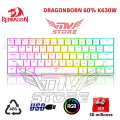 REDRAGON - Teclado Mecanico Dragonborn 60% K630 Blanco Español Red
