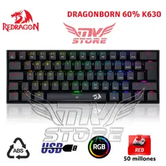 REDRAGON - Teclado Mecanico Dragonborn 60% K630 Negro Español Red Switch