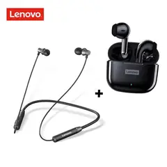 LENOVO - Audífono HE05 Bluetooth + Audífono LP40 PRO BT Negro