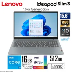 LENOVO - Laptop Ideapad Slim 3 Intel Corei5-1335U 16GB RAM 512GB SSD 15.6" FHD - 82X7009JLM