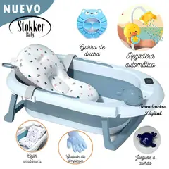 STOKKER BABY - Tina Bañera Plegable Piscis Con Termómetro Blue