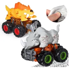 GENERICO - Pack 2 Camiones de goma Monster Trucks Juguete Oriate