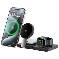 WIWU - Cargador Plegable Qi 2.0 3 En 1 Inalámbrico Qc 3.0 15w