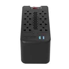 FORZA - Estabilizador De Voltaje Fvr-1222usb 1200va 600w 8 TOMAS Negro