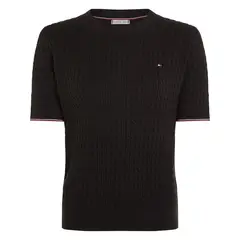 TOMMY HILFIGER - SWEATER COTTON MINI CABLE SHORT SLEEVE TH