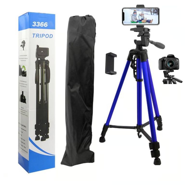 Tripode para Camara Celular 140 cm Profesional Azul 360°