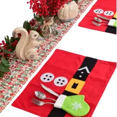 GENERICO - Set 4 Individuales Navideños Papa Noel Posa Cubierto