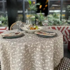 CASIOPIA - Mantel antimanchas redondo 810 sillas ASIA BEIGE
