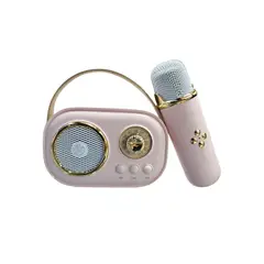 GENERICO - PARLANTE MINI VINTAGE CON MICROFONO WIRELESS KARAOKE