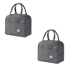 GENERICO - Pack x2 Loncheras Bolsos Para alimentos con diseño liso - Gris