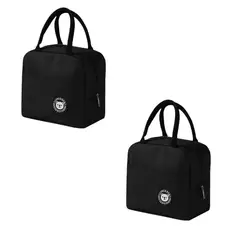 GENERICO - Pack x2 Loncheras Bolsos Para alimentos con diseño liso - Negro