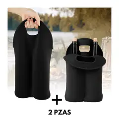 GENERICO - Pack x 2 Bolsa Regalo Transporte Vino o Botellas Wine Bag Color Negro