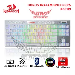 REDRAGON - Teclado Mecanico Inalambrico TKL Horus Blanco K621 RGB