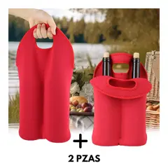 GENERICO - Pack x 2 Bolsa Regalo Transporte Vino o Botellas Wine Bag Color Rojo