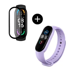 GENERICO - Pack correa color Lila + mica de vidrio para MI band 4