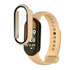 GENERICO - Pack correa beige + case bumper beige para MI band 8