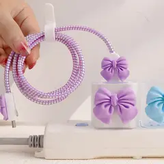 GENERICO - Protector o cases de cargador para Iphone (Lazo morado)